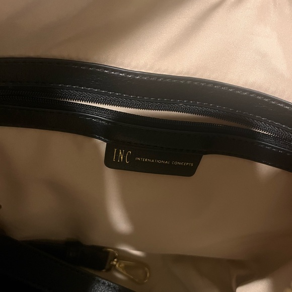 INC Brand - Black Faux Leather Shoulder Bag with Gold Hardware - Picture 5 of 9